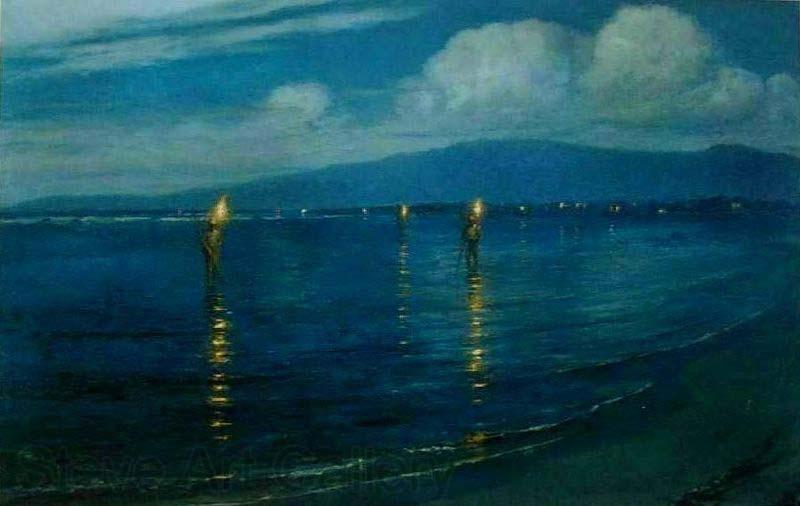 Lionel Walden The Torchlight Fishermen Germany oil painting art